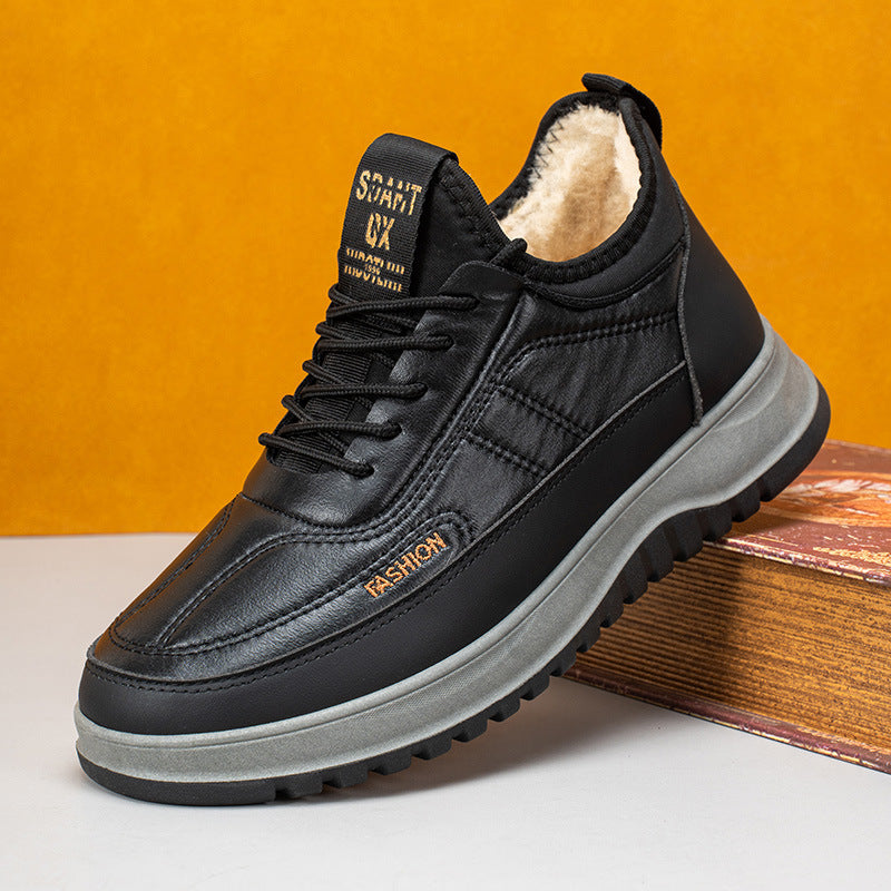 ⛄🔥【39-45】Nuevos zapatos deportivos casuales de invierno para hombre, zapatos de franela impermeables de cuero genuino con suela blanda