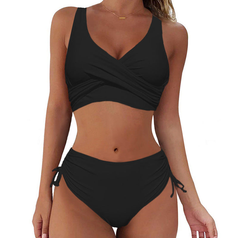 🏖️👙【Popust na nove izdelke】🌴【S-3XL】Nove ženske preproste enobarvne, hitro sušeče, udobne in zračne bikini kopalke za poletje 2026.