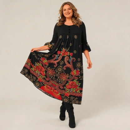 【S-5XL】👗Nowa, jesienna i zimowa sukienka na co dzień z długimi rękawami i nadrukiem w stylu retro