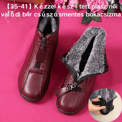 【35-41】Kézzel készített olasz női csúszásmentes valódi bőr bokacsizma