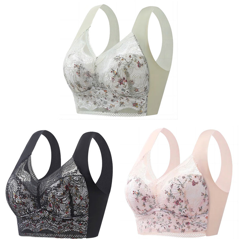 【Paket 3 kosov】💕🎁Brezšivni modrček iz ledene svile, velik, zračen in nastavljiv 【40 kg–100 kg】