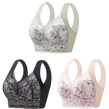 【Paket 3 kosov】💕🎁Brezšivni modrček iz ledene svile, velik, zračen in nastavljiv 【40 kg–100 kg】