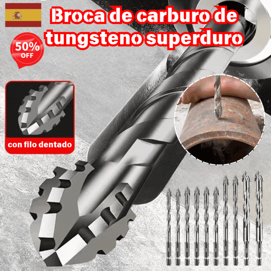 🥇【3+4+5+6+8+10+12+14+16mm】Broca excéntrica de acero de tungsteno superduro de séptima generación con borde dentado