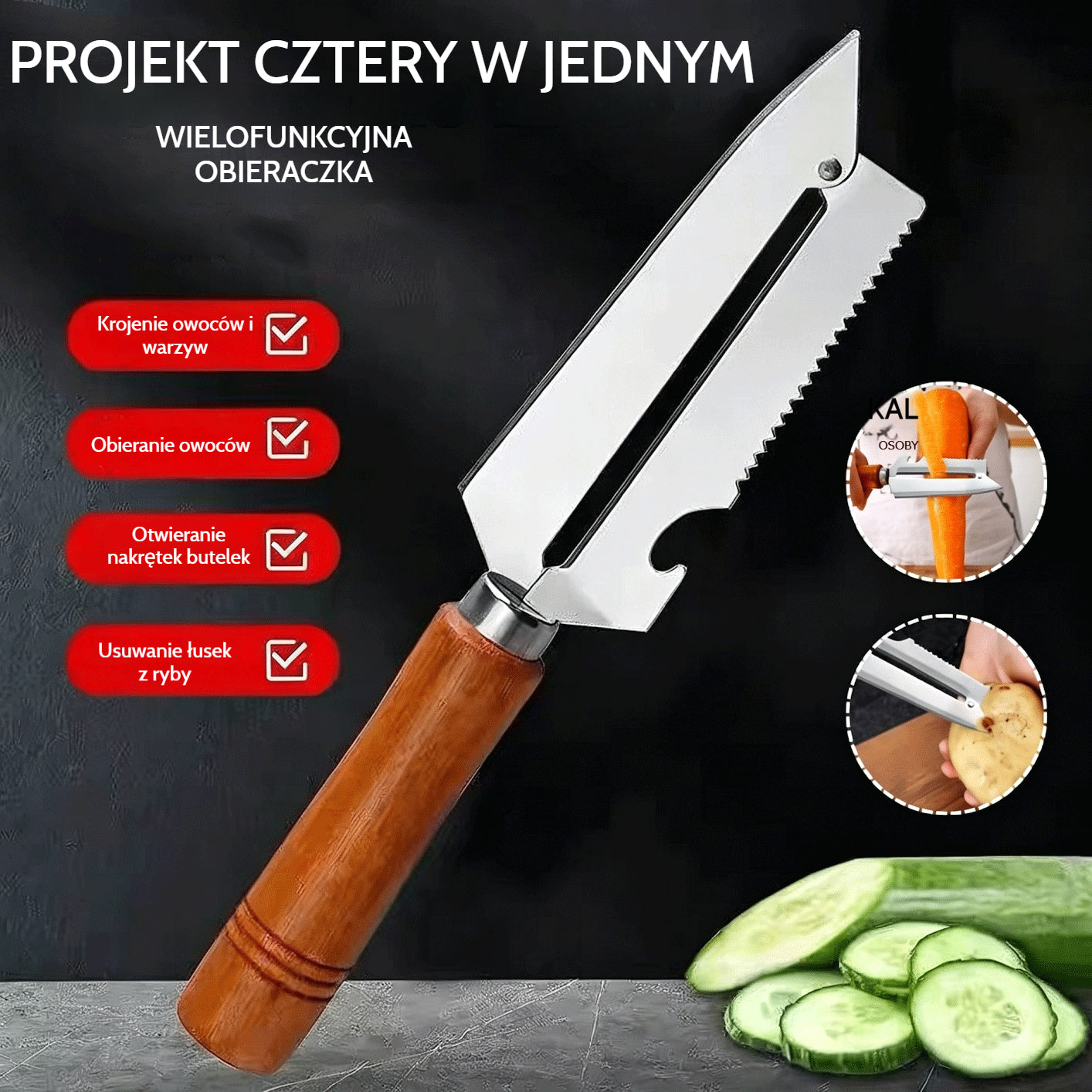 🥕【Kup 1, dostaj 1 za darmo】2 sztuki za 89 zł✨ Wielofunkcyjna obieraczka kuchenna: Wykonana ze stali nierdzewnej z ergonomiczną rączką, idealna do owoców, warzyw i mięsa 🔪
