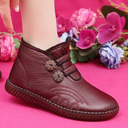 💥【Časovno omejena ponudba】【Velikosti 35-40】Odebeljeni topli ženski čevlji iz pravega usnja, bombaža, nedrseči, ročno izdelani jesenski in zimski čevlji