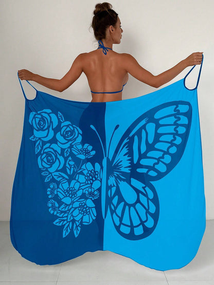 ✨【Nowy produkt ze zniżką】🦋🦋Nowe damskie szyfonowe narzutki przeciwsłoneczne z nadrukiem motyli na plażę 2026