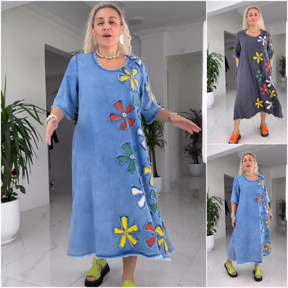 【S-5XL】2024 nova ohlapna obleka iz jeansa za prosti čas