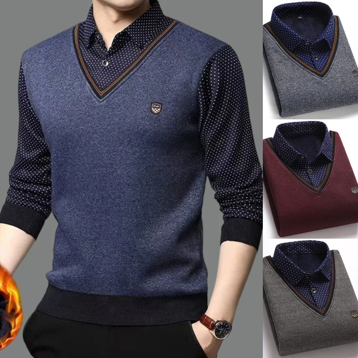 👔 [M-4XL] Nowa męska koszula dzianinowa z aksamitu na jesień/zimę