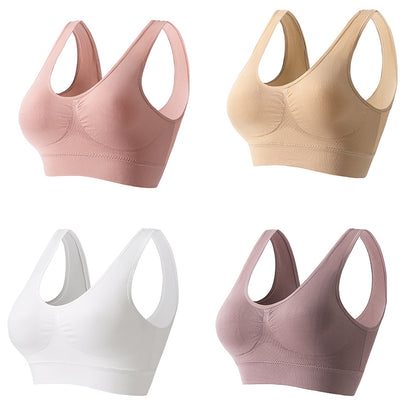 【Paket 4 kosov】【S-5XL】Udoben push-up modrček brez žice, lep hrbet, primeren za šport in jogo.