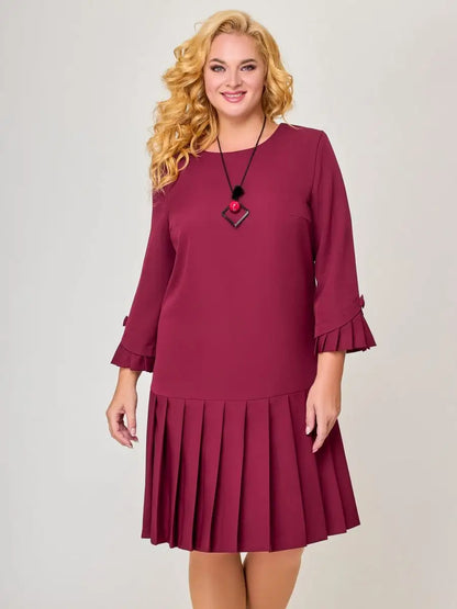 💌【S-5XL】👗 Zima 2024 nova visokokakovostna elegantna enobarvna obleka