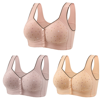 🔥【Pakiranje od 3】Ženski grudnjak bez žice s prednjim gumbima 【40-120 kg】❤️Pamuk, prirodni antibakterijski, udoban, udoban