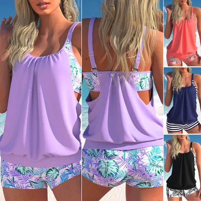 🩱🏖️💗【S-5XL】Damski dwuczęściowy strój kąpielowy typu bokser z nadrukiem