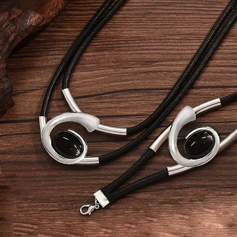 ✨🔥Komplet ogrlice in zapestnice z dragimi kamni v boemskem slogu