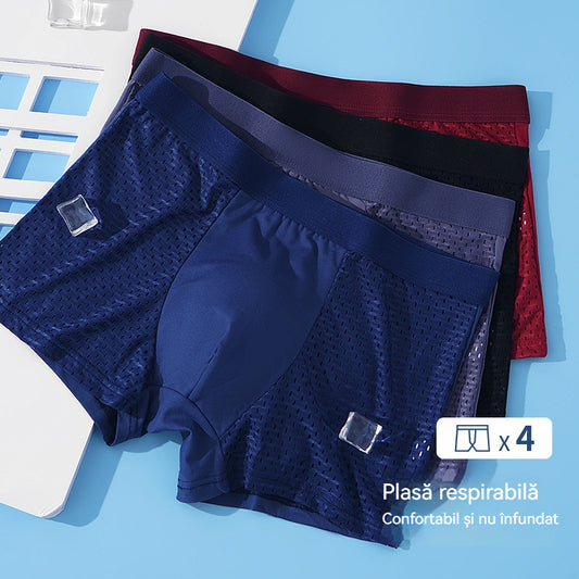 😎2025 Nove antibakterijske mrežaste moške boksarske hlače plus size