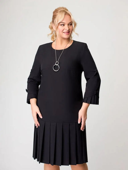 💌【S-5XL】👗 Zima 2024 nova visokokakovostna elegantna enobarvna obleka