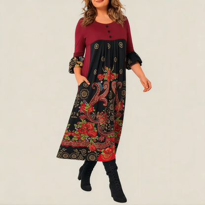 【S-5XL】👗Nowa, jesienna i zimowa sukienka na co dzień z długimi rękawami i nadrukiem w stylu retro