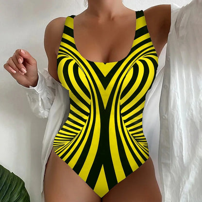 🌴👙enodelne kopalke s črtastim vzorcem 729-4861