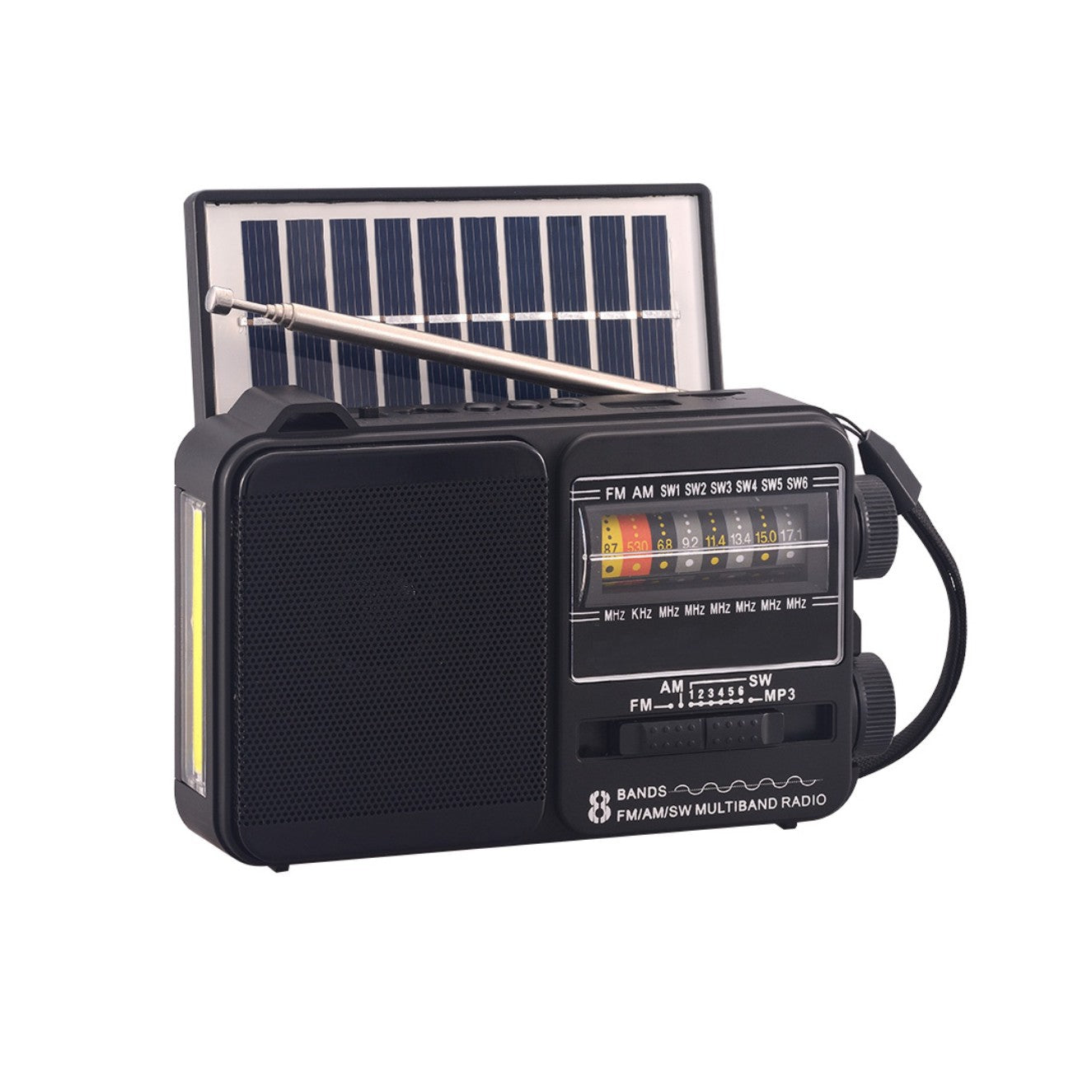 💥🏕️Wielofunkcyjne przenośne radio z latarką awaryjną, radiem AM, twardym dyskiem Bluetooth i wielostrefowym dźwiękiem.