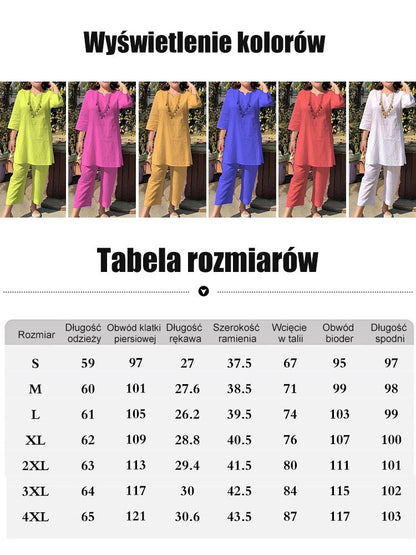 🔥【40–100 kg】Poletna nova modna enobarvna, temperamentna obleka v etničnem slogu, dvodelna obleka z dolgimi rokavi