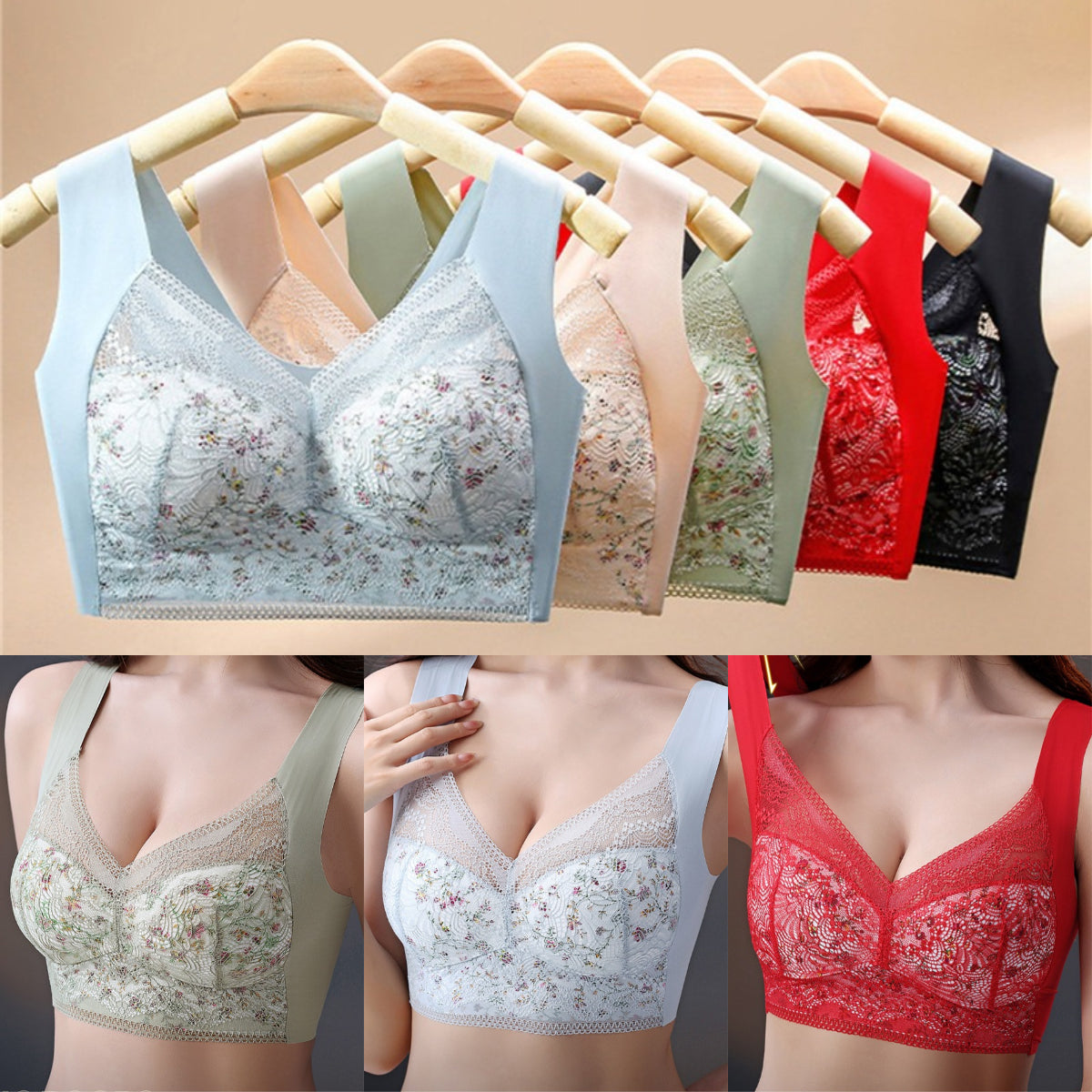 【Paket 3 kosov】💕🎁Brezšivni modrček iz ledene svile, velik, zračen in nastavljiv 【40 kg–100 kg】