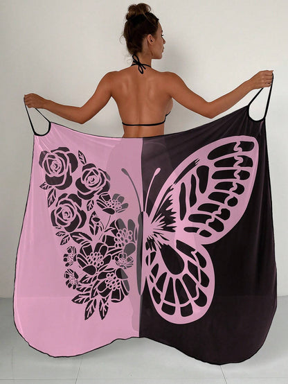 ✨【Nowy produkt ze zniżką】🦋🦋Nowe damskie szyfonowe narzutki przeciwsłoneczne z nadrukiem motyli na plażę 2026