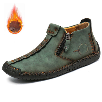 🥾Popolnoma ročno izdelani moški škornji Martens iz pravega usnja (38-48), s puhovo podlogo in zadrgo - topli, udobni in elegantni, primerni za zimo.