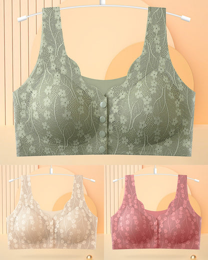 😍[[3 szt] [40-100 kg] Biustonosz koronkowy damski z rozcięciem z przodu bez fiszbin [Ostatni dzień - 49% zniżki]