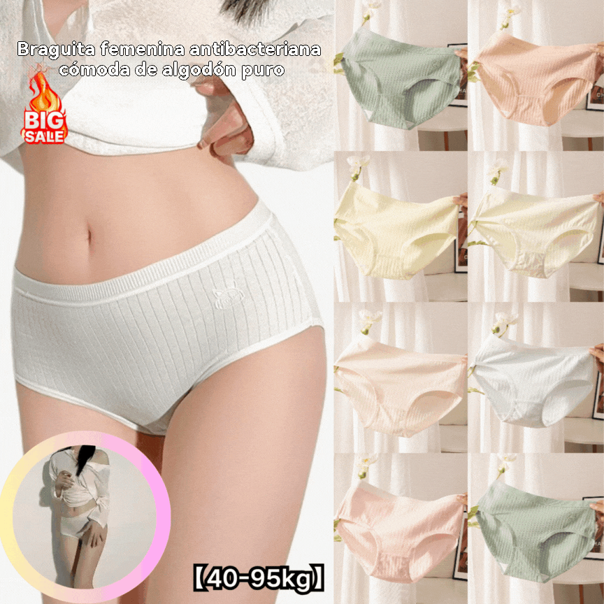 💞🔥Ropa interior de algodón puro de talle alto para mujer, cómoda y antibacteriana【35-100 kg】