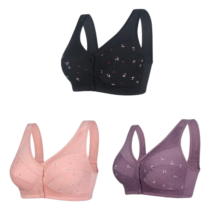 ✨【 40-105kg】 🎉Elegancki bawełniany biustonosz damski w średnim wieku z guzikami