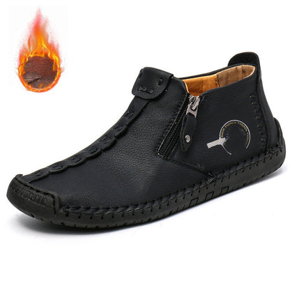 👞💥【38-48 номер】Мъжки зимни обувки с пухена подплата и цип – топли, удобни и модерни за студените дни