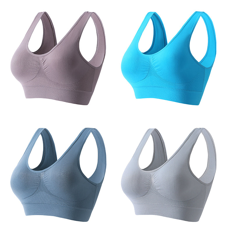 【Paket 4 kosov】【S-5XL】Udoben push-up modrček brez žice, lep hrbet, primeren za šport in jogo.