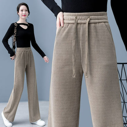 ✨👖🌸【Venta caliente】Nuevos pantalones casuales de terciopelo con pierna ancha, muy cómodos de llevar.