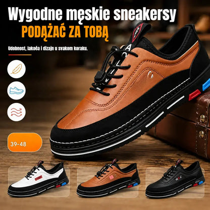 💯🔥【39–48】Męskie skórzane buty biznesowe na co dzień – wodoodporne, odporne na plamy, z miękką podeszwą zapewniającą wygodę noszenia
