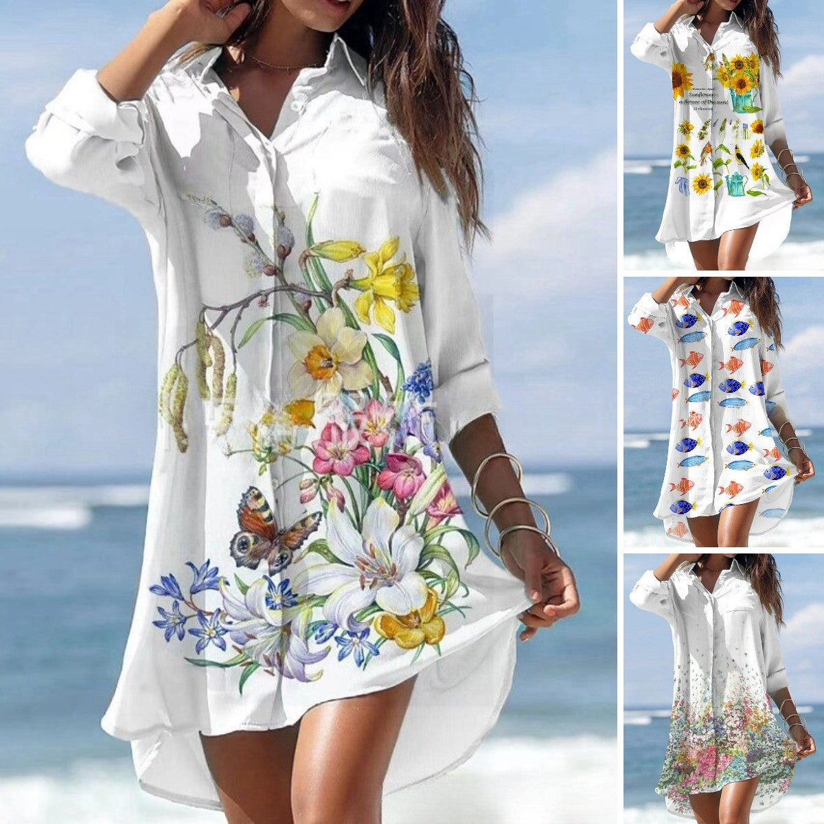 【S-3XL】🌻2024 nova srajčna obleka s potiskom