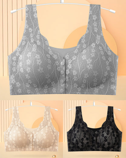 😍[[3 szt] [40-100 kg] Biustonosz koronkowy damski z rozcięciem z przodu bez fiszbin [Ostatni dzień - 49% zniżki]