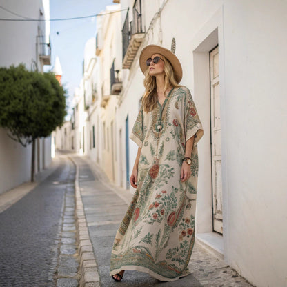 【S-5XL】Pamut és lenvászon rugalmas ruha, alkalmas nyaralásra