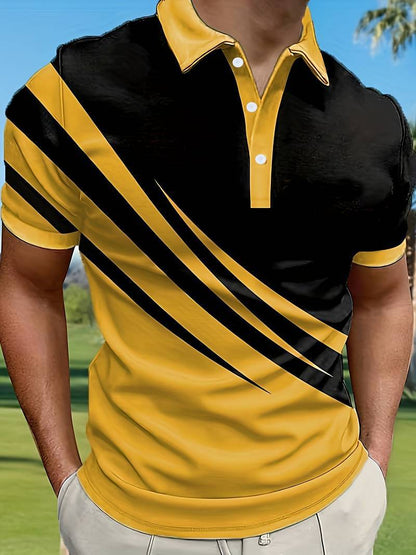 🔥👔【S-6XL】Nova poletna moška črtasta 3D-tiskana POLO majica