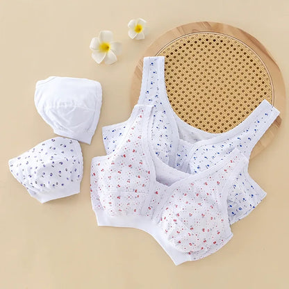 [4 darabos szett] 4 darabos fehérnemű szett, pamutból készült, kis mellényes fazon, középkorú és idős nőknek, plus size