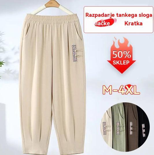 Nove poletne tanke bombažne lanene hlače z devetimi robovi