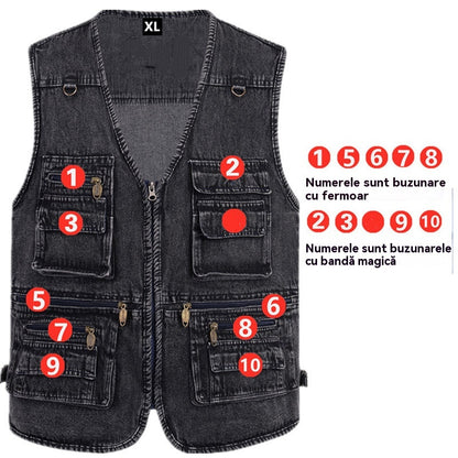 🔥【XL-7XL】2025 Férfi Több Zsebes Farmer Mellény