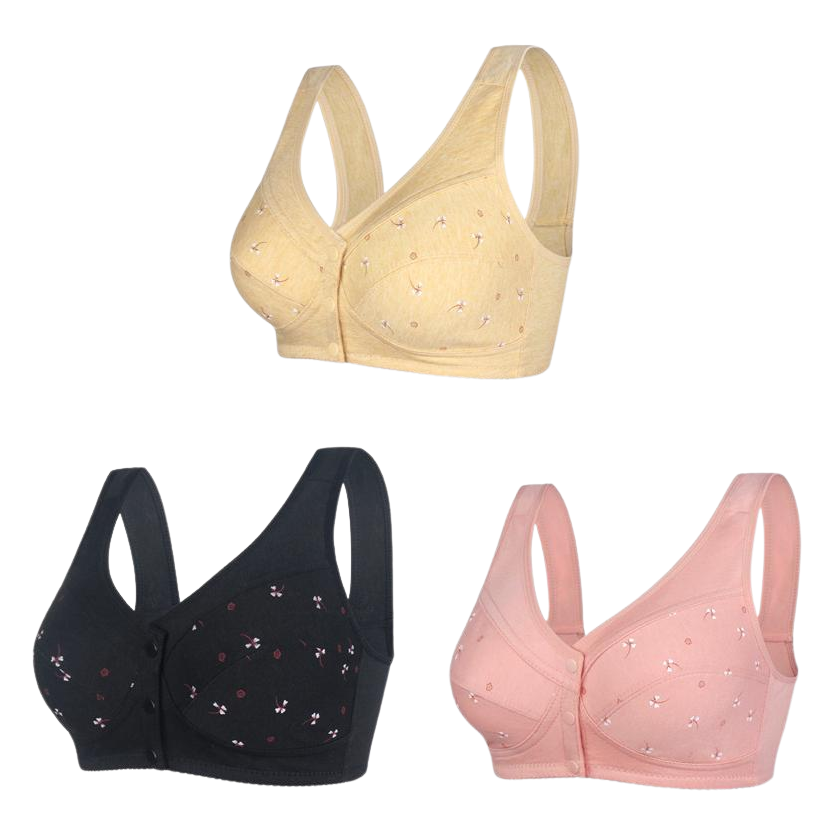 ✨【 40-105kg】 🎉Elegancki bawełniany biustonosz damski w średnim wieku z guzikami