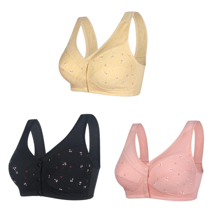 ✨【 40-105kg】 🎉Elegancki bawełniany biustonosz damski w średnim wieku z guzikami