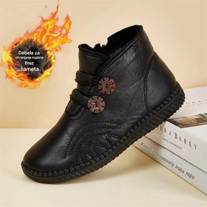 💥【Časovno omejena ponudba】【Velikosti 35-40】Odebeljeni topli ženski čevlji iz pravega usnja, bombaža, nedrseči, ročno izdelani jesenski in zimski čevlji