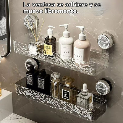 🍽️🧺🔥Kupite enega, enega dobite brezplačno🔥 Stojalo za shranjevanje s priseski brez luknjačev, elegantno valovito stojalo za odtoke, primerno za kuhinjo in kopalnico