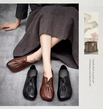 👡【35-42】Lato 2025 nowe miękkie buty wsuwane z kokardą, wysokiej jakości skóra bydlęca, proste i wyrafinowane