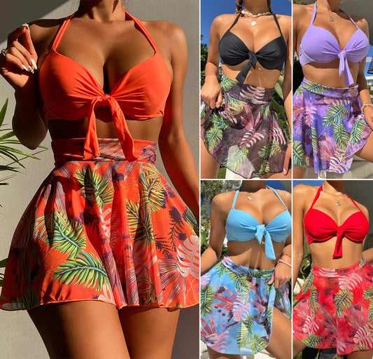 🏊‍👙🌴Seksi tridelni komplet kopalk z mrežastim potiskom