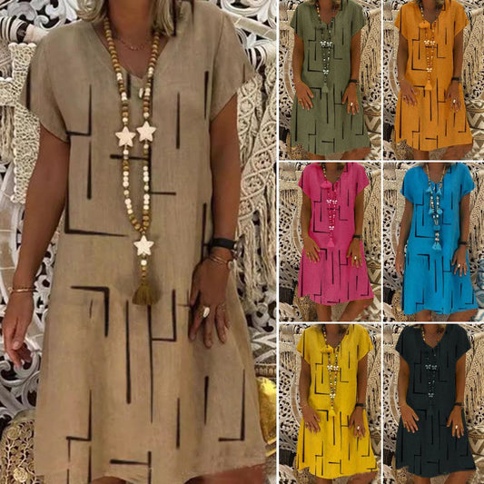 👗🛍️【S-5XL】Poletna zračna bombažna obleka