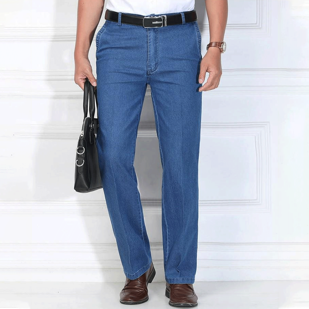 🙋‍♂️👖 Új, rugalmas, lélegző, magas derekú férfi farmernadrág