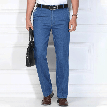 🙋‍♂️👖 Új, rugalmas, lélegző, magas derekú férfi farmernadrág