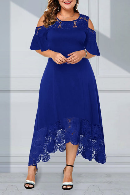 🏆30% ZNIŻKI🔥🔥【XL-5XL】💃nowa koronkowa sukienka z odkrytymi ramionami i falbaną